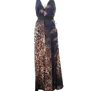 La Diosa Spaghetti Strap Maxi Sheer Dress With Mini Slip. Size S. NWT